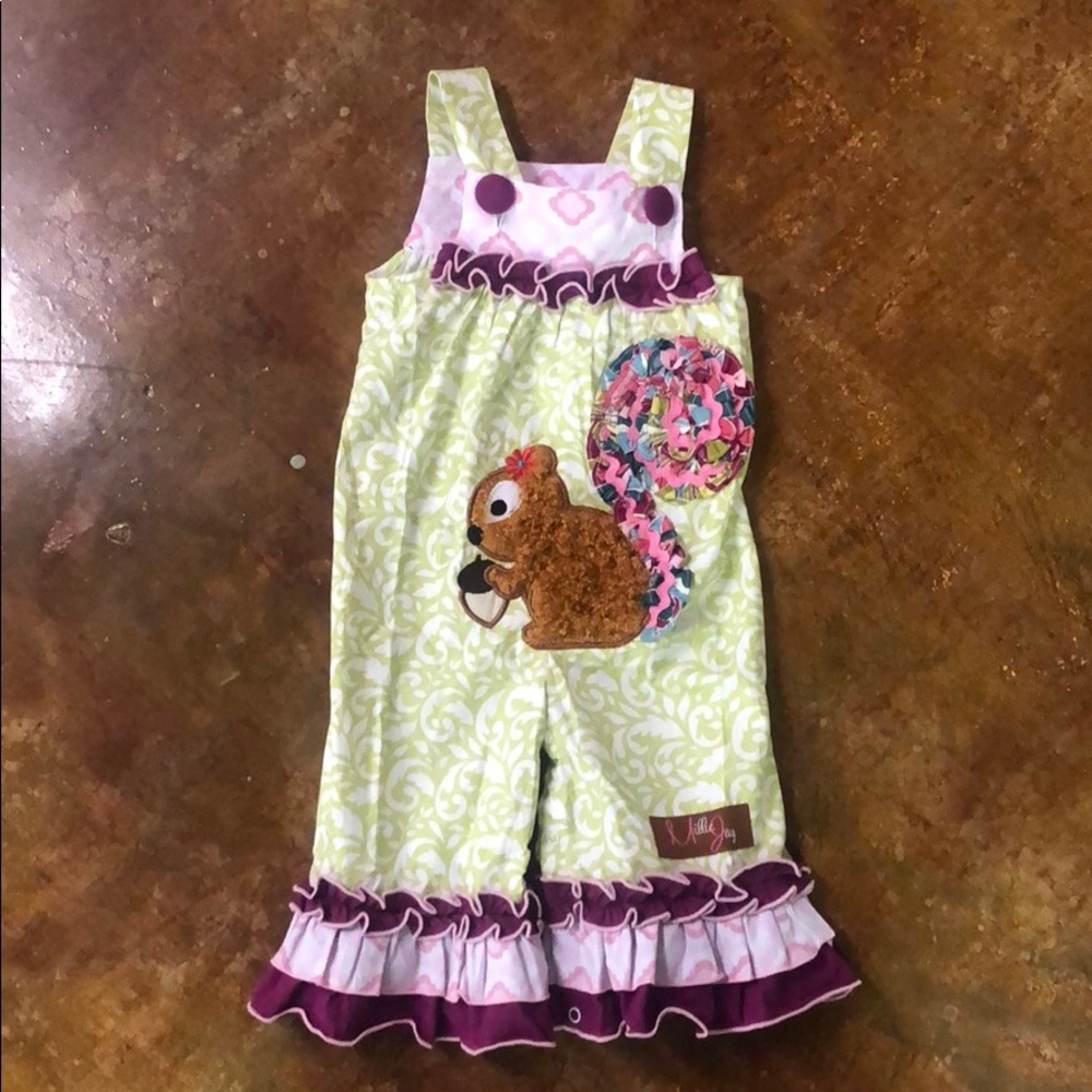 Millie Jay Girls Squirrel Appliqué Romper